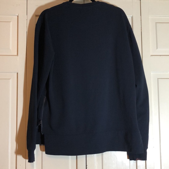 Fichette Sweatshirt Navy Front Pockets Side Zip SZ L - Picture 5 of 8